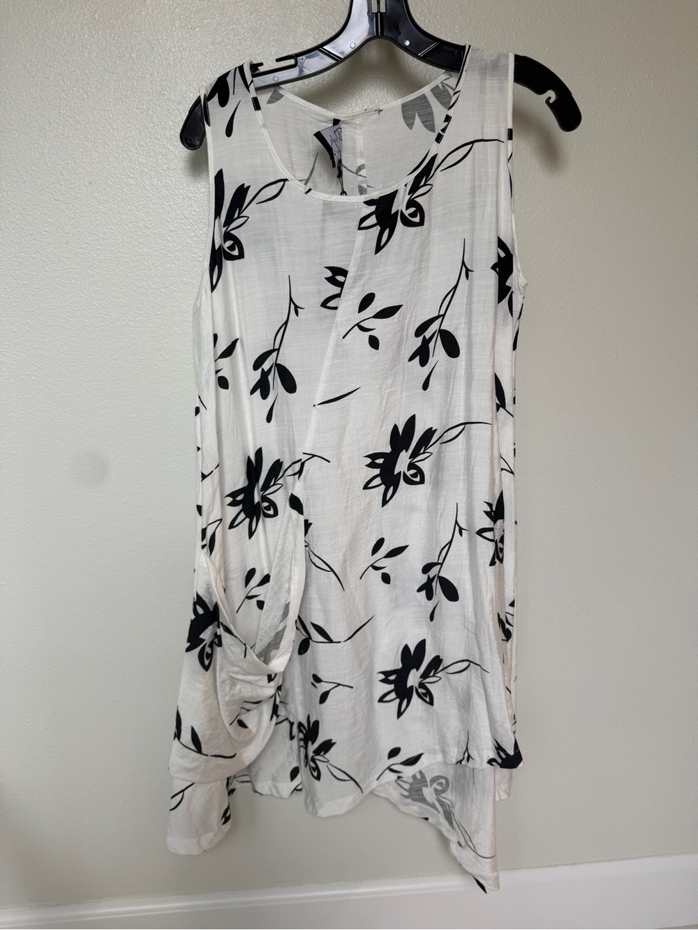 White Floral Sleeveless Swing Tank cover up